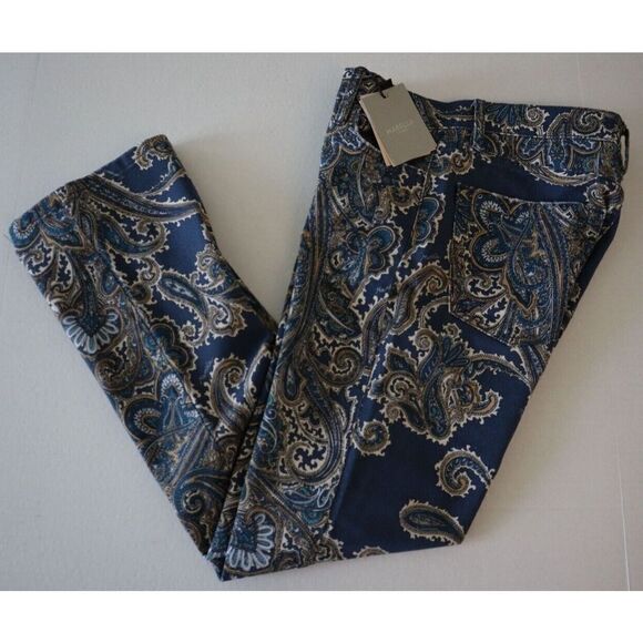 Marella 31361617-002 Women's Sz 4 Navy Paisley Print Avorio Cropped Jeans - Picture 10 of 11